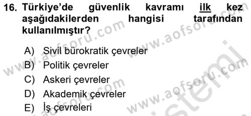 Strateji ve Güvenlik Dersi 2018 - 2019 Yılı 3 Ders Sınav Soruları 16. Soru
