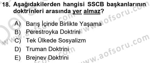 Strateji ve Güvenlik Dersi 2018 - 2019 Yılı 3 Ders Sınav Soruları 18. Soru