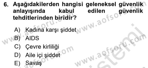 Strateji ve Güvenlik Dersi 2018 - 2019 Yılı 3 Ders Sınav Soruları 6. Soru