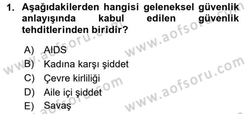 Strateji ve Güvenlik Dersi 2018 - 2019 Yılı (Vize) Ara Sınav Soruları 1. Soru