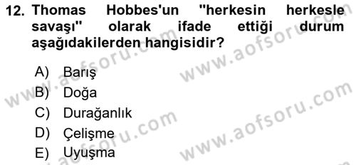 Strateji ve Güvenlik Dersi 2018 - 2019 Yılı (Vize) Ara Sınav Soruları 12. Soru