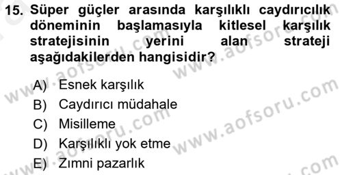Strateji ve Güvenlik Dersi 2018 - 2019 Yılı (Vize) Ara Sınav Soruları 15. Soru