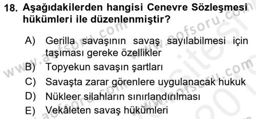 Strateji ve Güvenlik Dersi 2018 - 2019 Yılı (Vize) Ara Sınav Soruları 18. Soru
