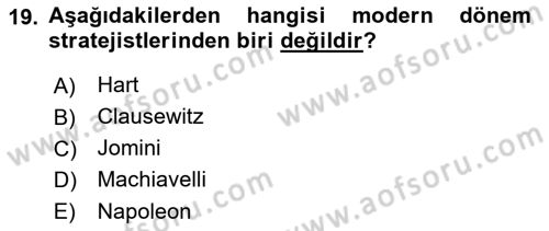 Strateji ve Güvenlik Dersi Ara Sınavı Deneme Sınav Soruları 19. Soru