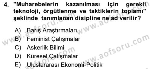 Strateji ve Güvenlik Dersi Ara Sınavı Deneme Sınav Soruları 4. Soru