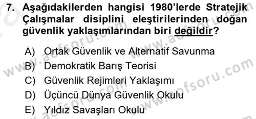 Strateji ve Güvenlik Dersi Ara Sınavı Deneme Sınav Soruları 7. Soru