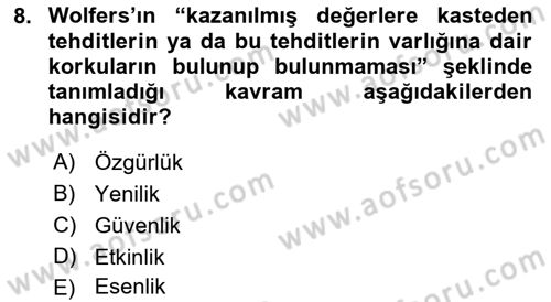Strateji ve Güvenlik Dersi Ara Sınavı Deneme Sınav Soruları 8. Soru