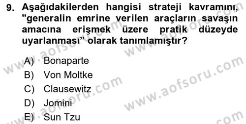 Strateji ve Güvenlik Dersi Ara Sınavı Deneme Sınav Soruları 9. Soru