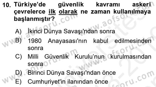 Strateji ve Güvenlik Dersi 2018 - 2019 Yılı (Final) Dönem Sonu Sınav Soruları 10. Soru
