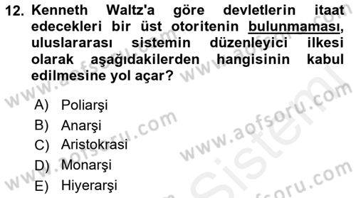 Strateji ve Güvenlik Dersi 2018 - 2019 Yılı (Final) Dönem Sonu Sınav Soruları 12. Soru