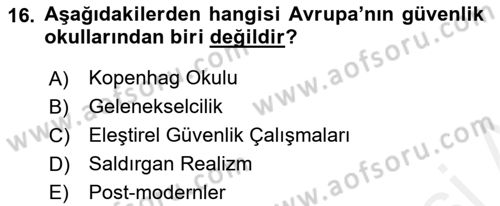 Strateji ve Güvenlik Dersi 2018 - 2019 Yılı (Final) Dönem Sonu Sınav Soruları 16. Soru