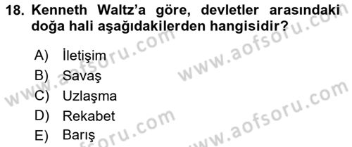 Strateji ve Güvenlik Dersi 2018 - 2019 Yılı (Final) Dönem Sonu Sınav Soruları 18. Soru