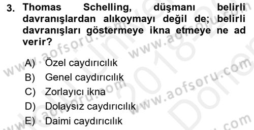 Strateji ve Güvenlik Dersi 2018 - 2019 Yılı (Final) Dönem Sonu Sınav Soruları 3. Soru