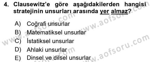 Strateji ve Güvenlik Dersi 2018 - 2019 Yılı (Final) Dönem Sonu Sınav Soruları 4. Soru