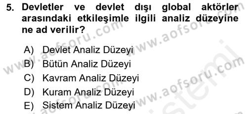Strateji ve Güvenlik Dersi 2018 - 2019 Yılı (Final) Dönem Sonu Sınav Soruları 5. Soru