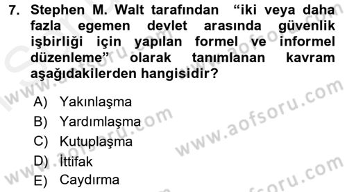 Strateji ve Güvenlik Dersi 2018 - 2019 Yılı (Final) Dönem Sonu Sınav Soruları 7. Soru