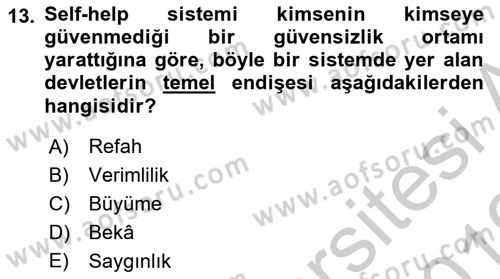 Strateji ve Güvenlik Dersi 2018 - 2019 Yılı Yaz Okulu Sınav Soruları 13. Soru