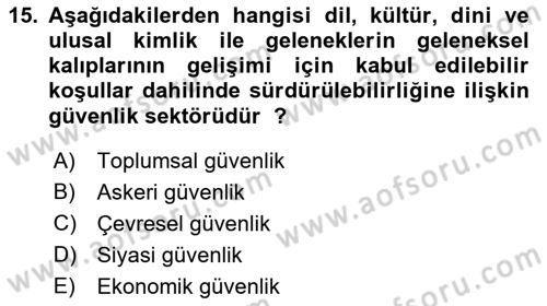 Strateji ve Güvenlik Dersi 2018 - 2019 Yılı Yaz Okulu Sınav Soruları 15. Soru