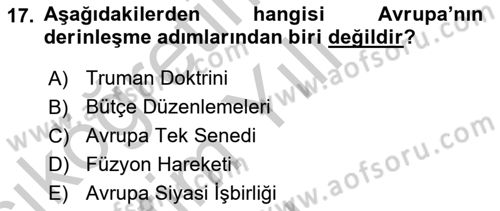 Strateji ve Güvenlik Dersi 2018 - 2019 Yılı Yaz Okulu Sınav Soruları 17. Soru