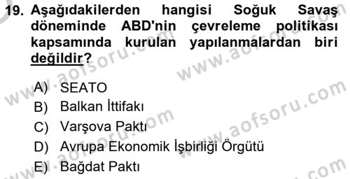 Strateji ve Güvenlik Dersi 2018 - 2019 Yılı Yaz Okulu Sınav Soruları 19. Soru