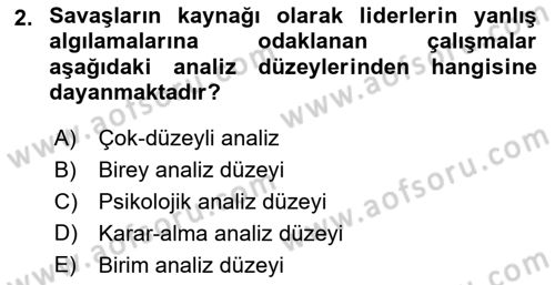 Strateji ve Güvenlik Dersi 2018 - 2019 Yılı Yaz Okulu Sınav Soruları 2. Soru