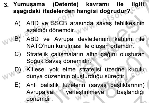 Strateji ve Güvenlik Dersi 2018 - 2019 Yılı Yaz Okulu Sınav Soruları 3. Soru