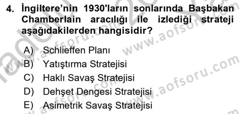 Strateji ve Güvenlik Dersi 2018 - 2019 Yılı Yaz Okulu Sınav Soruları 4. Soru