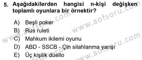 Strateji ve Güvenlik Dersi 2018 - 2019 Yılı Yaz Okulu Sınav Soruları 5. Soru