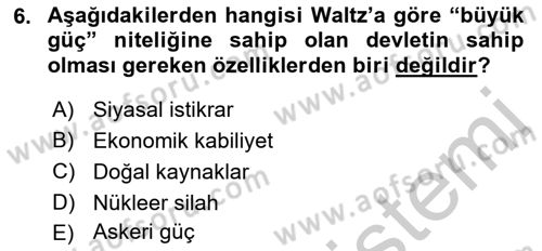 Strateji ve Güvenlik Dersi 2018 - 2019 Yılı Yaz Okulu Sınav Soruları 6. Soru