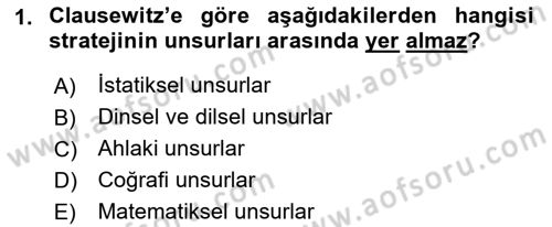 Strateji ve Güvenlik Dersi 2019 - 2020 Yılı (Vize) Ara Sınav Soruları 1. Soru