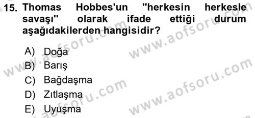 Strateji ve Güvenlik Dersi 2019 - 2020 Yılı (Vize) Ara Sınav Soruları 15. Soru