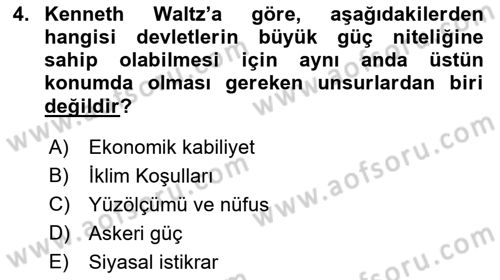 Strateji ve Güvenlik Dersi 2019 - 2020 Yılı (Vize) Ara Sınav Soruları 4. Soru