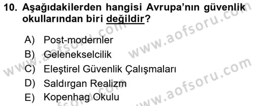 Strateji ve Güvenlik Dersi 2019 - 2020 Yılı (Final) Dönem Sonu Sınav Soruları 10. Soru