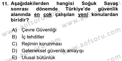 Strateji ve Güvenlik Dersi 2019 - 2020 Yılı (Final) Dönem Sonu Sınav Soruları 11. Soru
