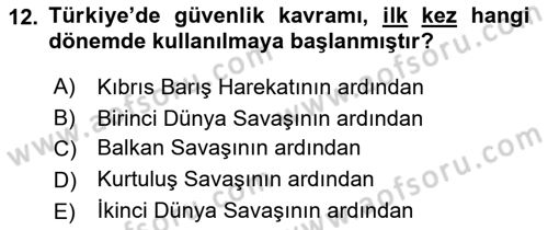 Strateji ve Güvenlik Dersi 2019 - 2020 Yılı (Final) Dönem Sonu Sınav Soruları 12. Soru