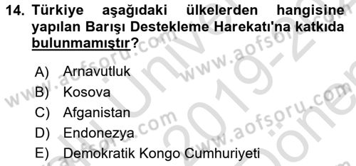 Strateji ve Güvenlik Dersi 2019 - 2020 Yılı (Final) Dönem Sonu Sınav Soruları 14. Soru