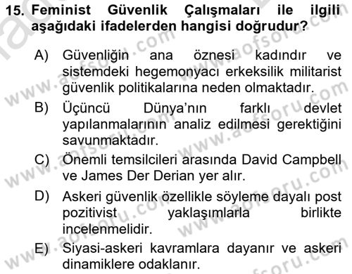 Strateji ve Güvenlik Dersi 2019 - 2020 Yılı (Final) Dönem Sonu Sınav Soruları 15. Soru