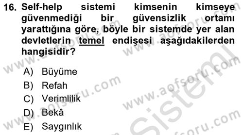 Strateji ve Güvenlik Dersi 2019 - 2020 Yılı (Final) Dönem Sonu Sınav Soruları 16. Soru