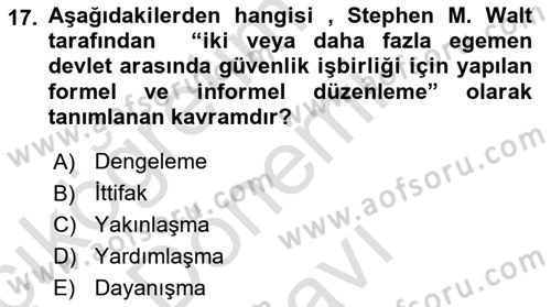 Strateji ve Güvenlik Dersi 2019 - 2020 Yılı (Final) Dönem Sonu Sınav Soruları 17. Soru