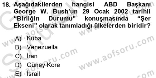 Strateji ve Güvenlik Dersi 2019 - 2020 Yılı (Final) Dönem Sonu Sınav Soruları 18. Soru