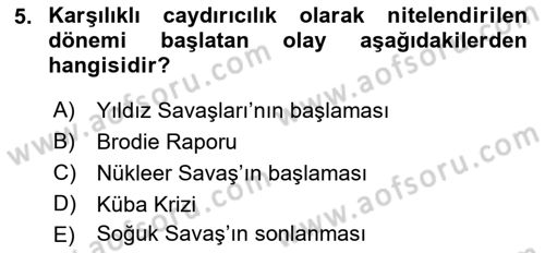Strateji ve Güvenlik Dersi 2019 - 2020 Yılı (Final) Dönem Sonu Sınav Soruları 5. Soru