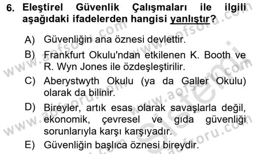 Strateji ve Güvenlik Dersi 2019 - 2020 Yılı (Final) Dönem Sonu Sınav Soruları 6. Soru