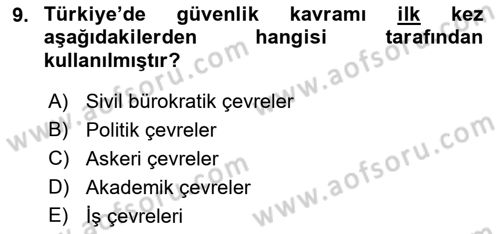 Strateji ve Güvenlik Dersi 2019 - 2020 Yılı (Final) Dönem Sonu Sınav Soruları 9. Soru