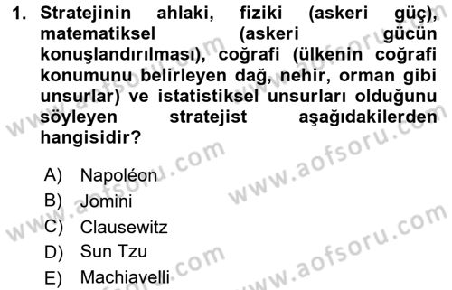 Strateji ve Güvenlik Dersi 2020 - 2021 Yılı Yaz Okulu Sınav Soruları 1. Soru