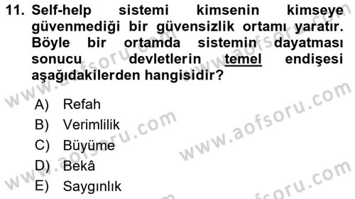 Strateji ve Güvenlik Dersi 2020 - 2021 Yılı Yaz Okulu Sınav Soruları 11. Soru