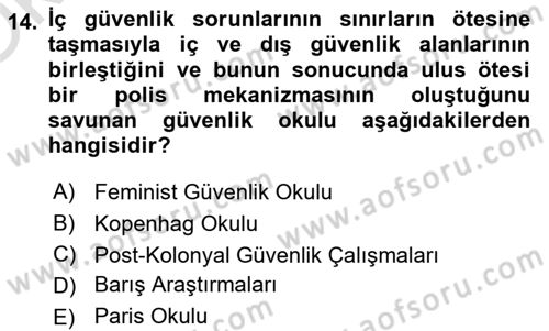 Strateji ve Güvenlik Dersi 2020 - 2021 Yılı Yaz Okulu Sınav Soruları 14. Soru