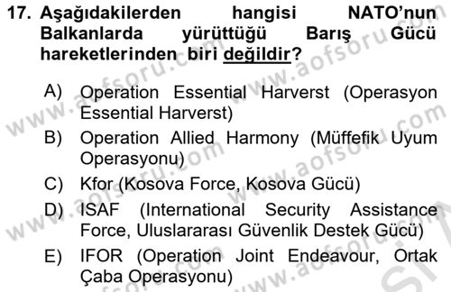 Strateji ve Güvenlik Dersi 2020 - 2021 Yılı Yaz Okulu Sınav Soruları 17. Soru