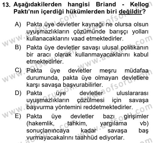 Strateji ve Güvenlik Dersi 2021 - 2022 Yılı (Vize) Ara Sınavı 13. Soru