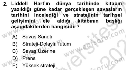 Strateji ve Güvenlik Dersi 2021 - 2022 Yılı (Vize) Ara Sınavı 2. Soru