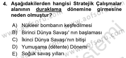 Strateji ve Güvenlik Dersi 2021 - 2022 Yılı (Vize) Ara Sınavı 4. Soru